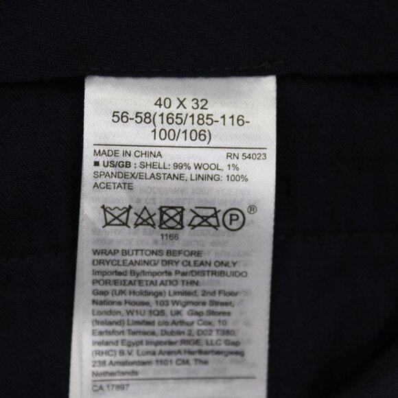 Banana Republic Dress Pants Mens 40x30 Blue Marzotto Super 120s Wool Slim Fit - Picture 12 of 14